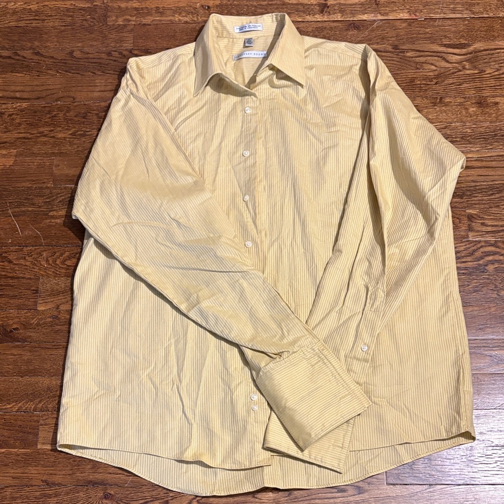Geoffrey Beene Men’s Size 17 36/37 Yellow Striped Dress Shirt